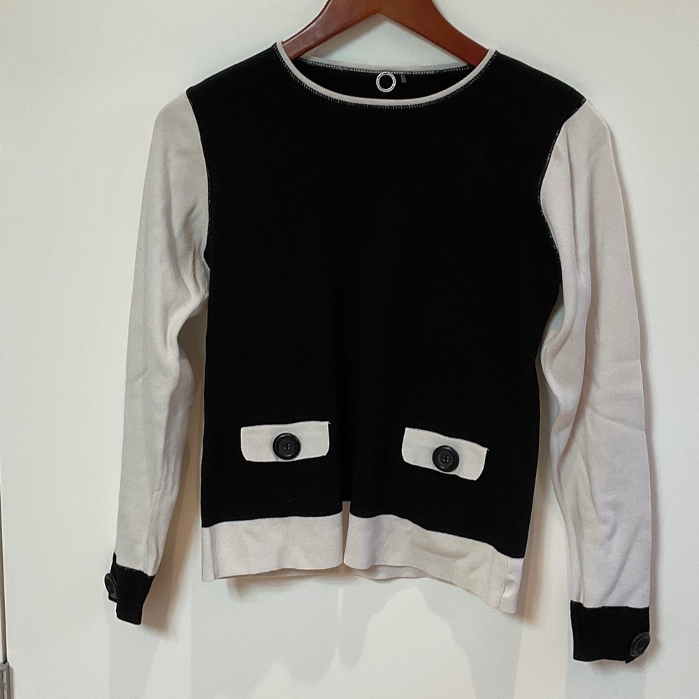 One Girl Who black and white colorblock sweater size small